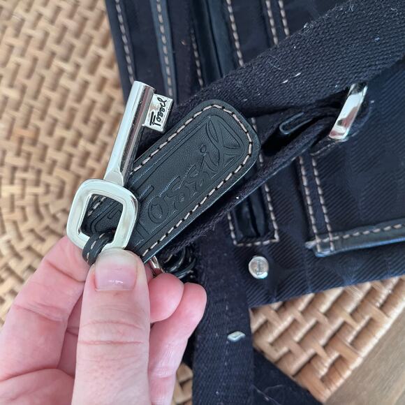 Fossil Signature Classic Print Black Crossbody Purse Canvas y2K - Picture 7 of 9